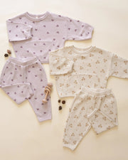 Quincy Mae Waffle Slouch Set | Hearts | HONEYPIEKIDS