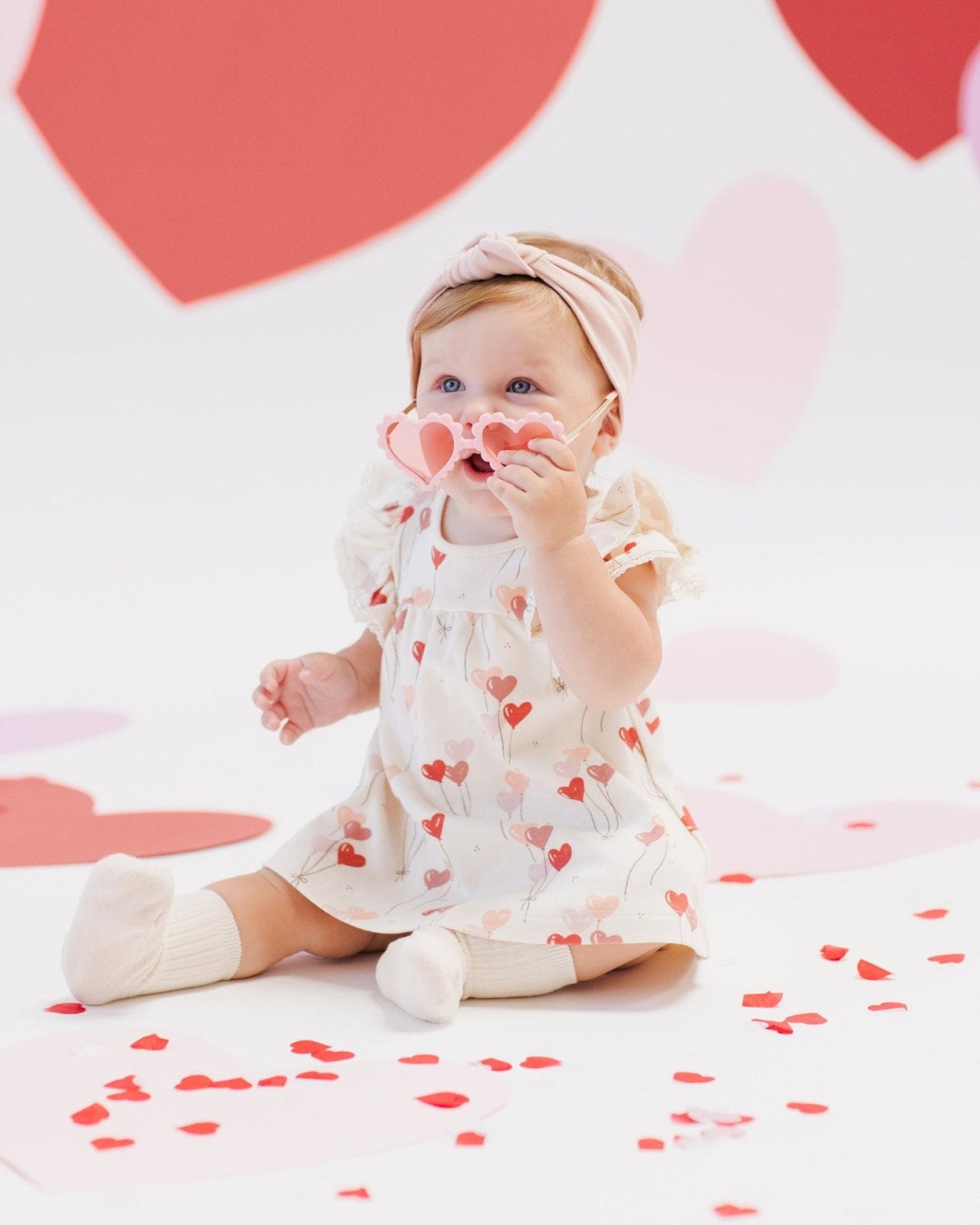 Quincy Mae Heart Balloons Flutter Dress - Baby and Toddler | HONEYPIEKIDS 