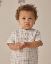 Quincy Mae Jaxson Shirt - Blue Plaid | HONEYPIEKIDS 