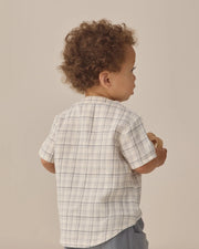 Quincy Mae Jaxson Shirt - Blue Plaid | HONEYPIEKIDS 