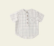 Quincy Mae Jaxson Shirt - Blue Plaid | HONEYPIEKIDS 