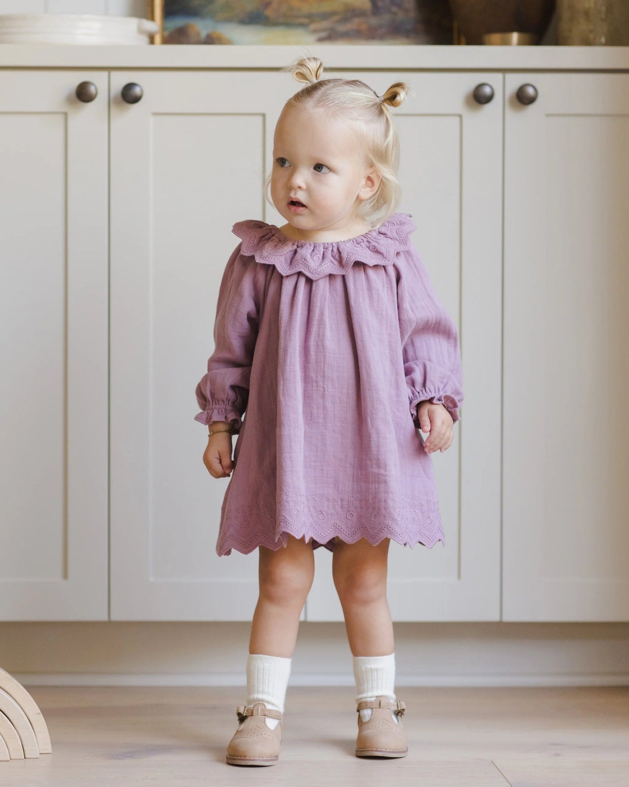 Quincy Mae Long Sleeve Isla Dress - Mulberry | HONEYPIEKIDS