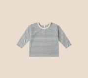 Quincy Mae Long Sleeve Tee - Ocean Micro Stripe | HONEYPIEKIDS