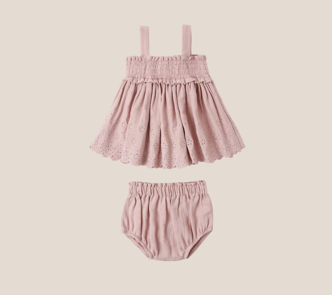 Quincy Mae Mae Smocked Top + Bloomer Set - Mauve | HONEYPIEKIDS