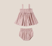 Quincy Mae Mae Smocked Top + Bloomer Set - Mauve | HONEYPIEKIDS