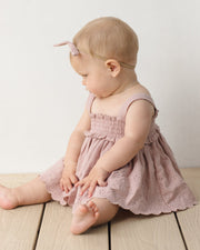 Quincy Mae Mae Smocked Top + Bloomer Set - Mauve | HONEYPIEKIDS