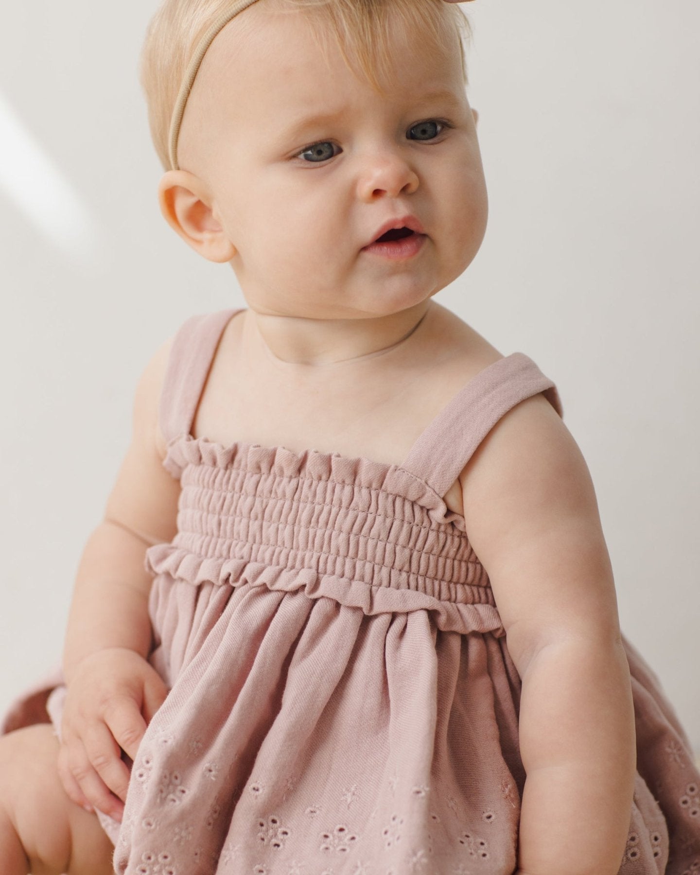 Quincy Mae Mae Smocked Top + Bloomer Set - Mauve | HONEYPIEKIDS