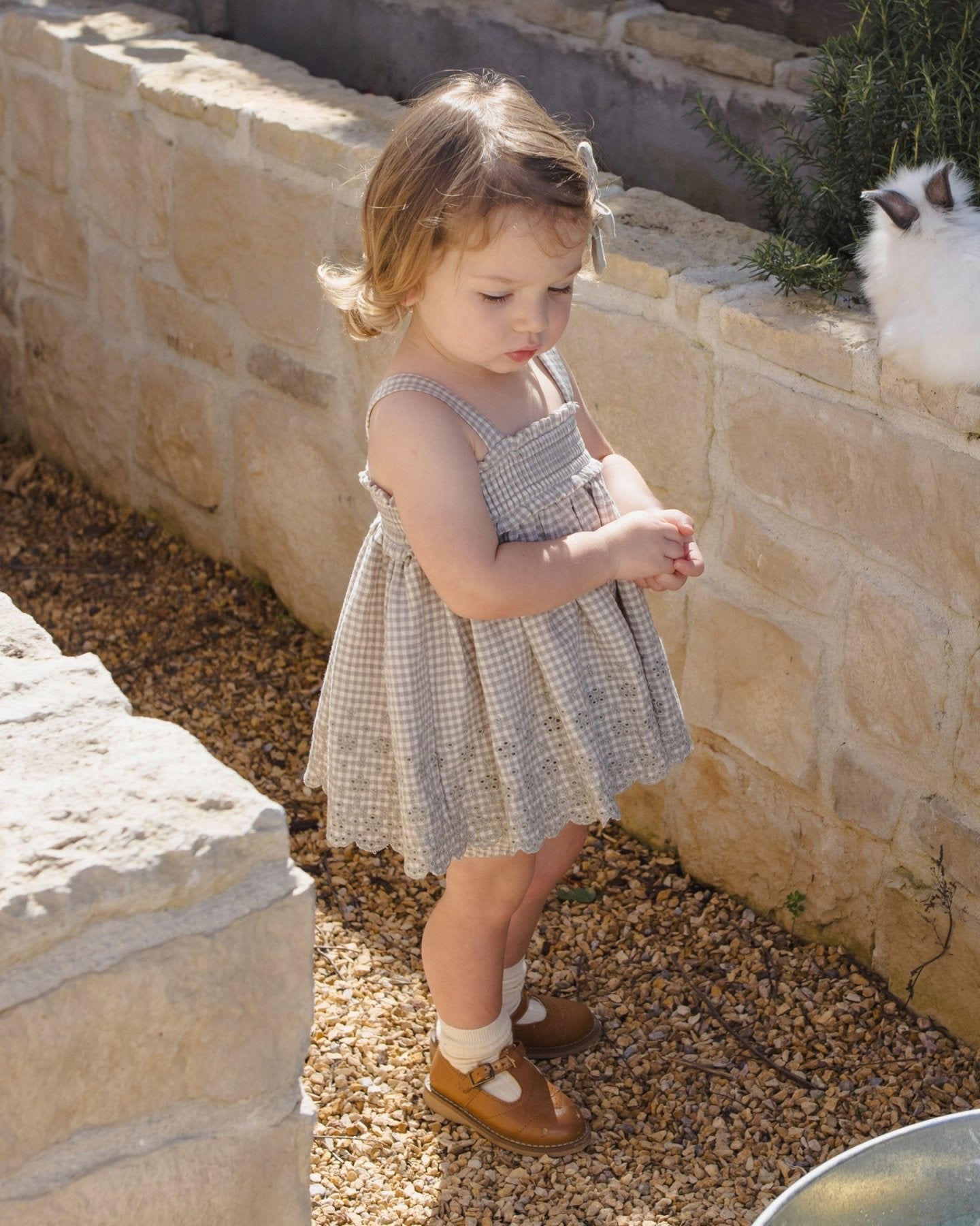 Quincy Mae Mae Smocked Top + Bloomer Set - Sage Gingham | HONEYPIEKIDS