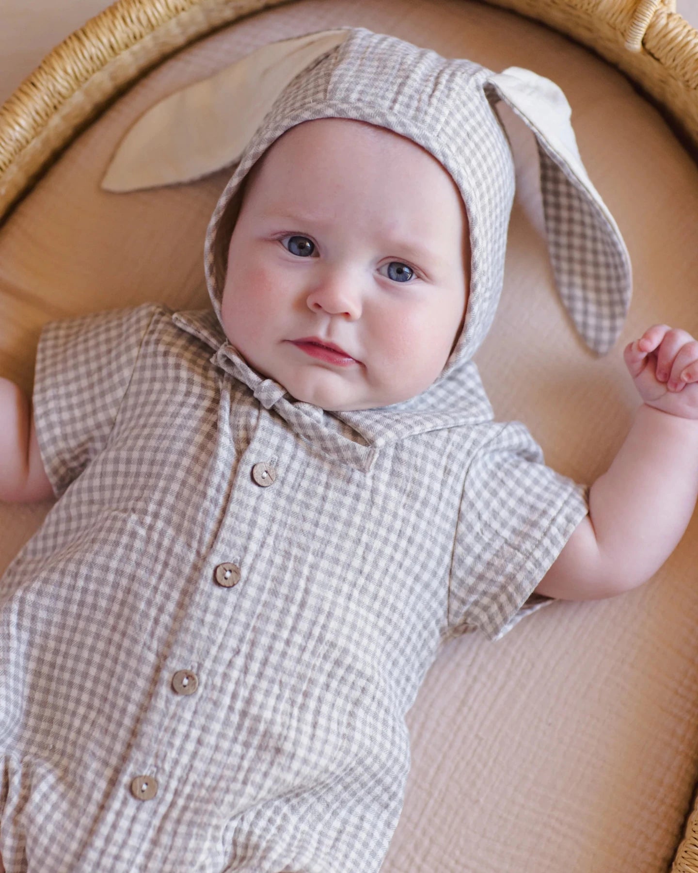 Quincy Mae Matteo Romper - Sage Gingham | HONEYPIEKIDS