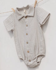 Quincy Mae Matteo Romper - Sage Gingham | HONEYPIEKIDS