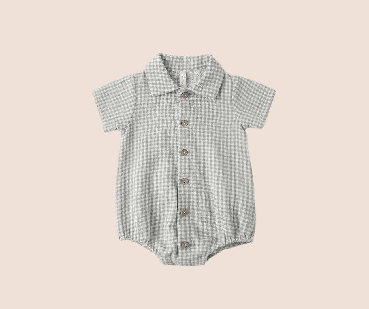 Quincy Mae Matteo Romper - Sage Gingham | HONEYPIEKIDS
