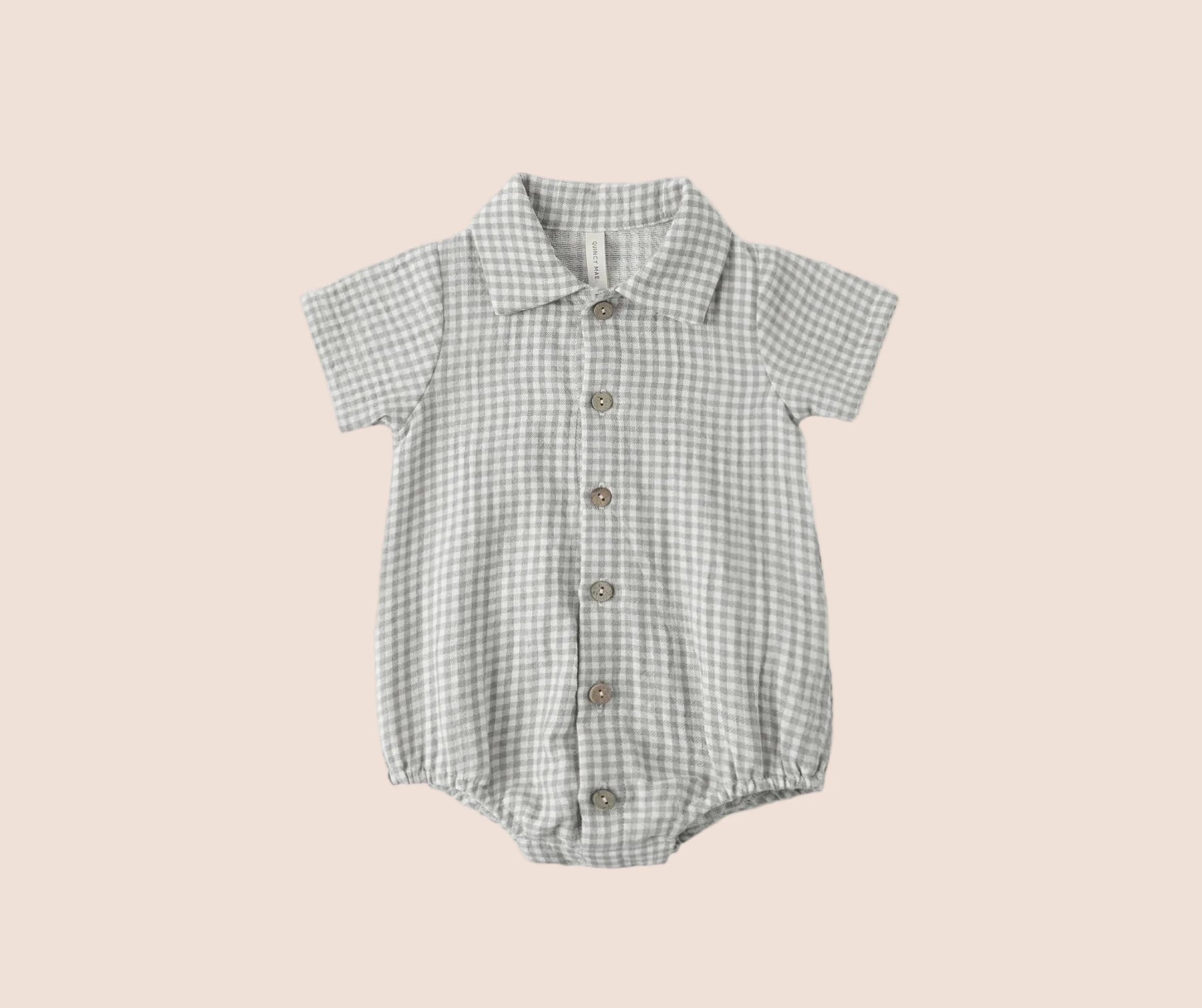 Quincy Mae Matteo Romper - Sage Gingham | HONEYPIEKIDS