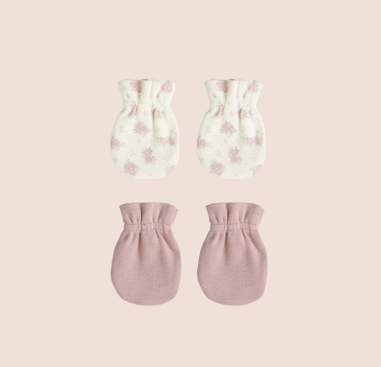 Quincy Mae No Scratch Newborn Mittens Set - Mauve, Flower Field | HONEYPIEKIDS