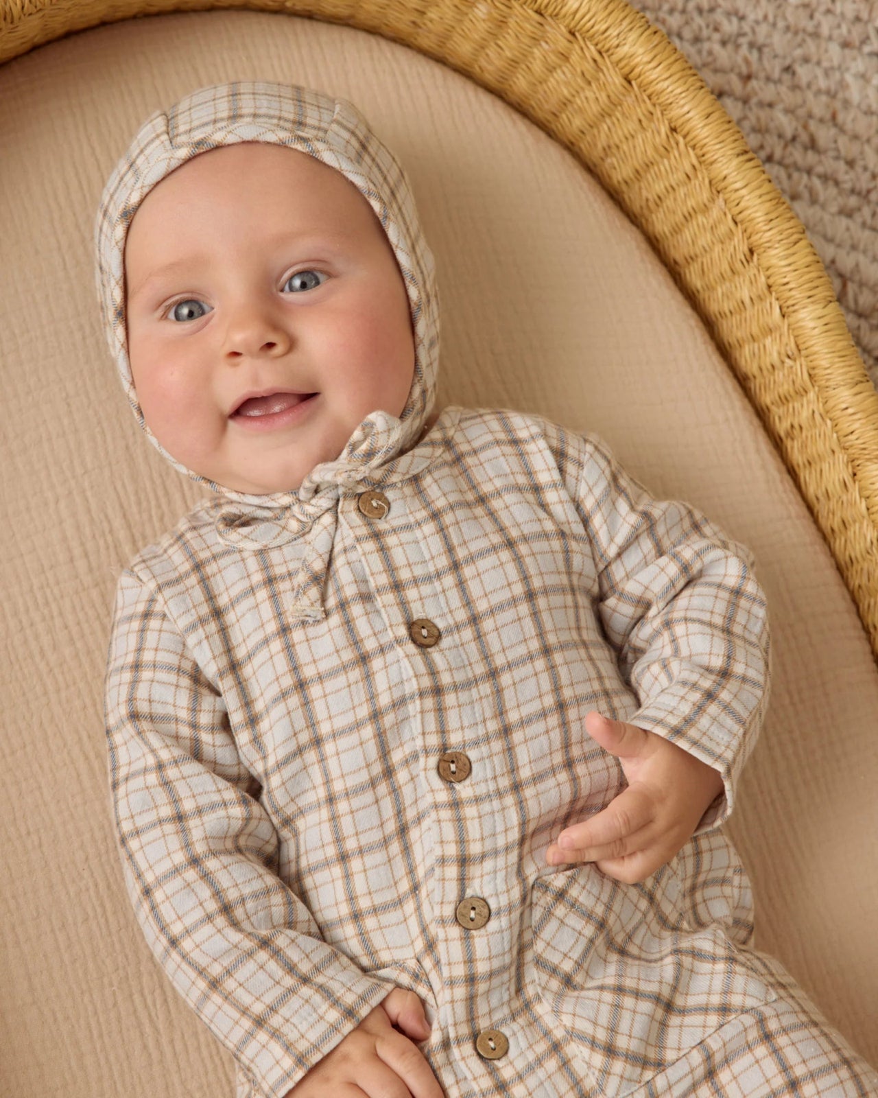 Quincy Mae Pocketed Woven Jumpsuit | Blue Plaid | HONEYPIEKIDS