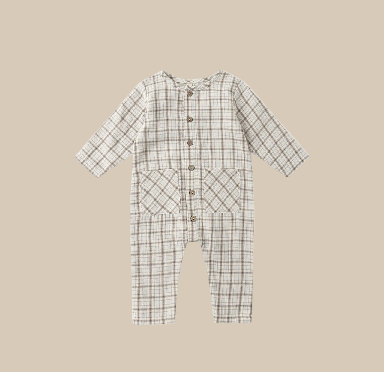 Quincy Mae Pocketed Woven Jumpsuit | Blue Plaid | HONEYPIEKIDS
