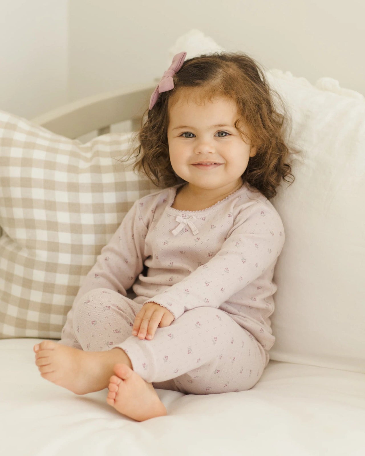 Quincy Mae Pointelle Long Sleeve Tee and Leggings | Lilac Ditsy | HONEYPIEKIDS