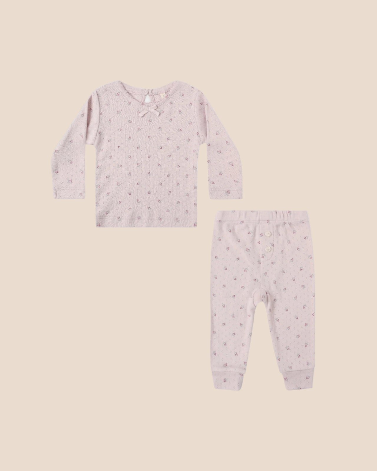 Quincy Mae Pointelle Long Sleeve Tee and Leggings | Lilac Ditsy | HONEYPIEKIDS