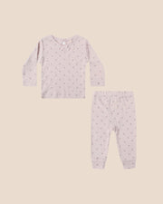 Quincy Mae Pointelle Long Sleeve Tee and Leggings | Lilac Ditsy | HONEYPIEKIDS