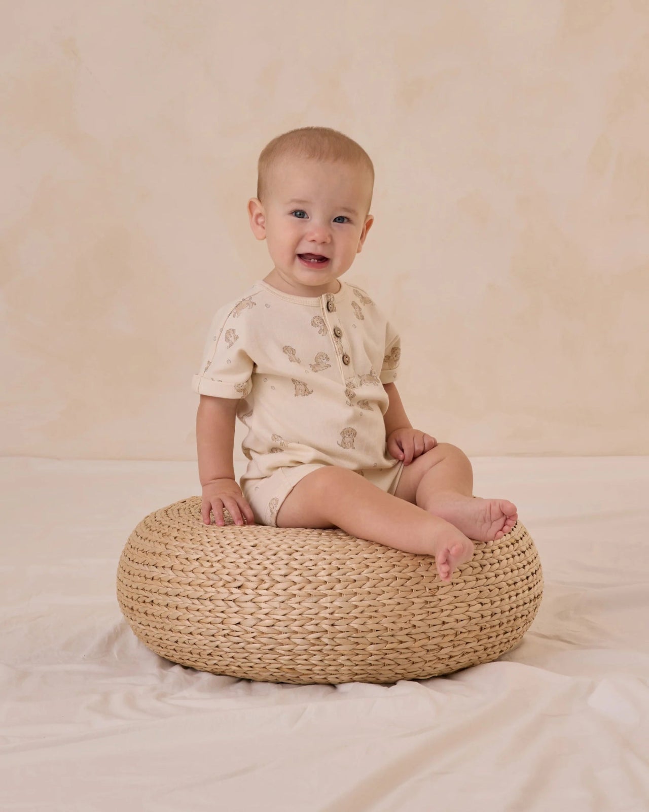 Quincy Mae Puppies Short Sleeve One-Piece Baby Romper | HONEYPIEKIDS 