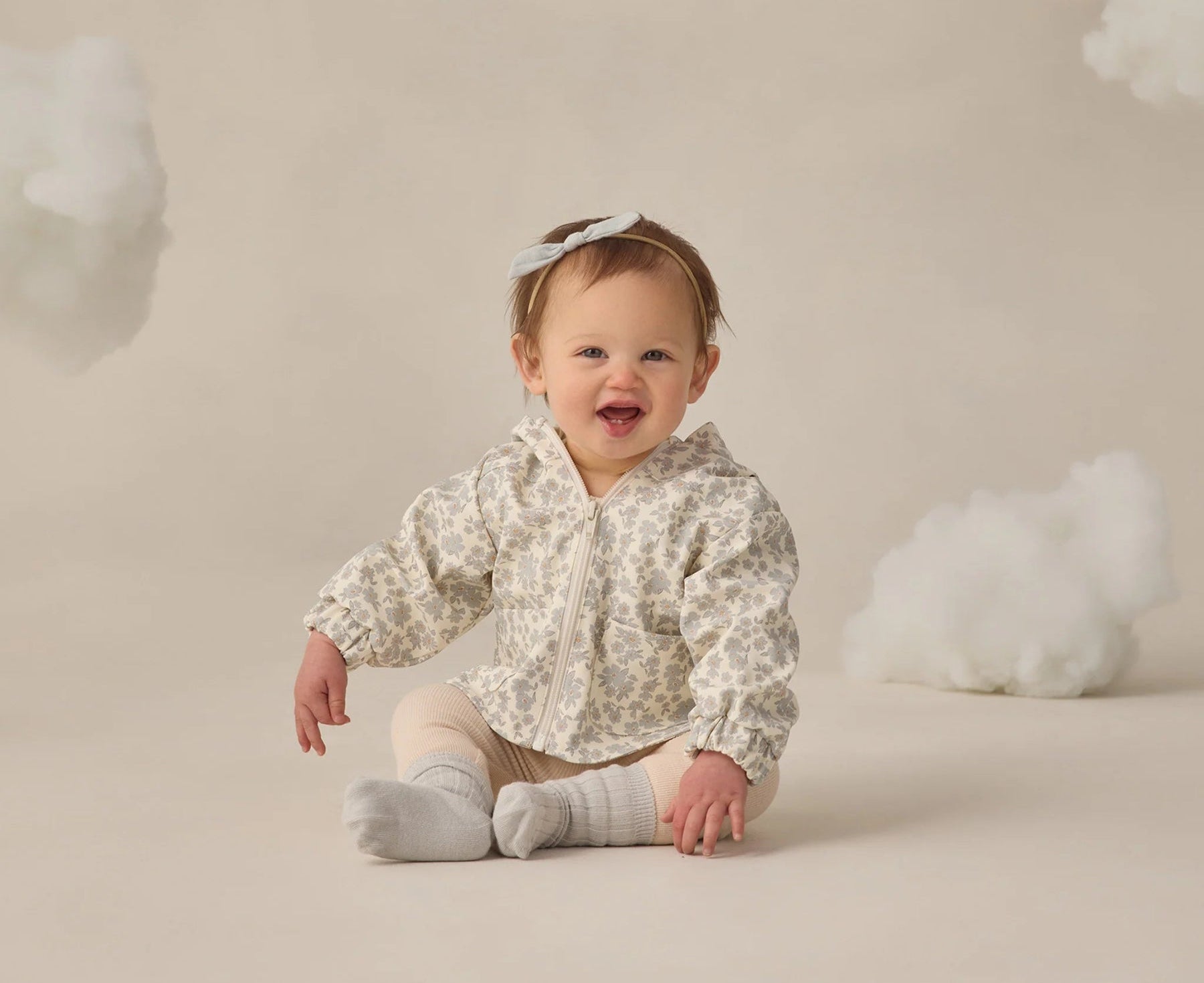 Quincy Mae Rain Coat - BLUE FLORAL | HONEYPIEKIDS 