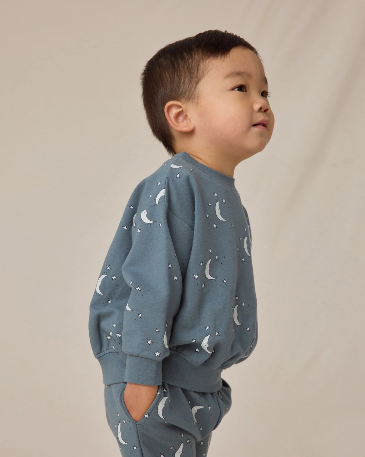 Quincy Mae Relaxed Fleece Sweatshirt | Silver Moons | HONEYPIEKIDS 