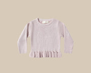 Quincy Mae Rib Knit Peplum Top and Knit Legging | Lilac |  HONEYPIEKIDS