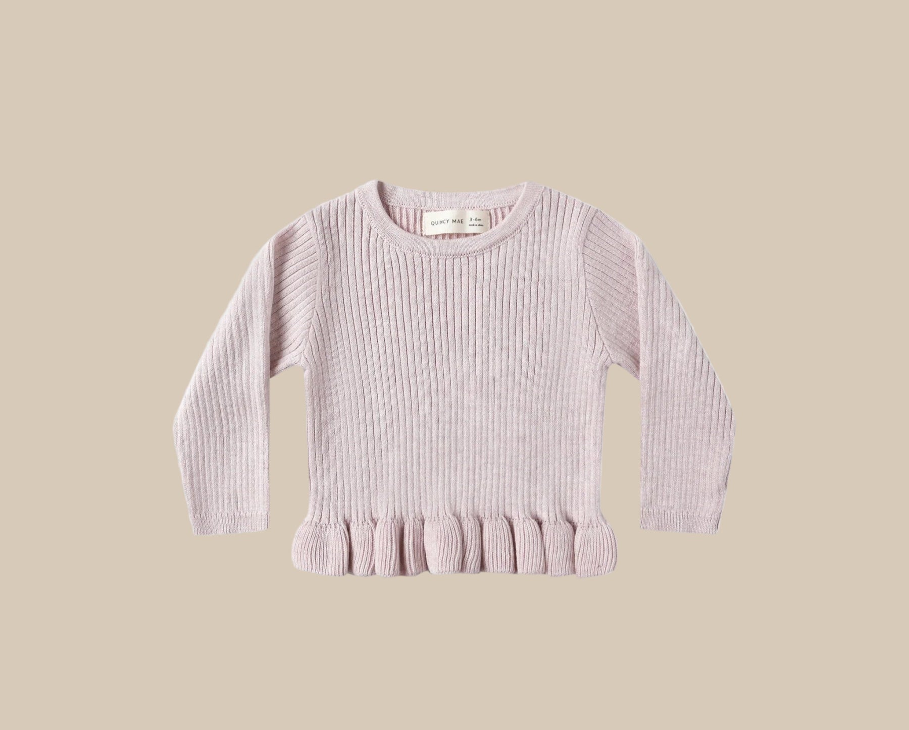 Quincy Mae Rib Knit Peplum Top and Knit Legging | Lilac |  HONEYPIEKIDS