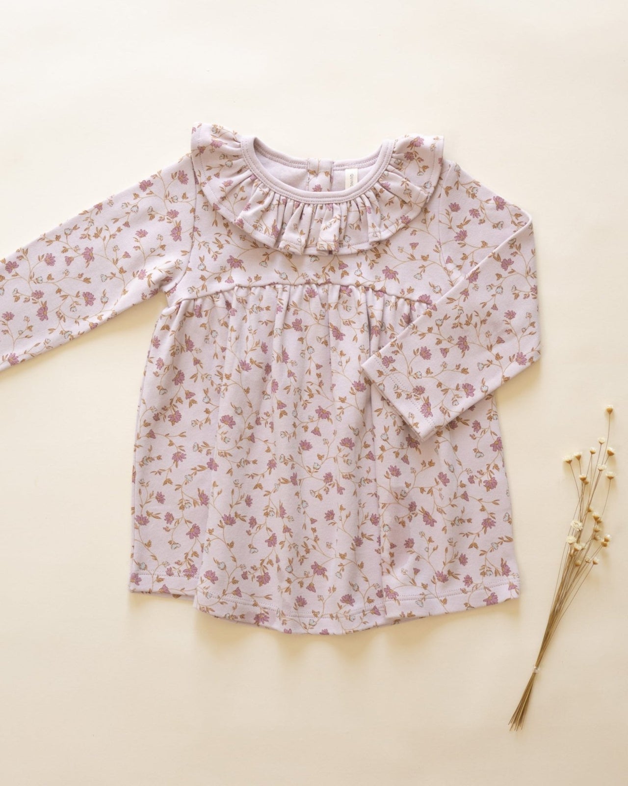 Quincy Mae Ruffle Collar Jersey Dress - Lilac Garden | HONEYPIEKIDS 