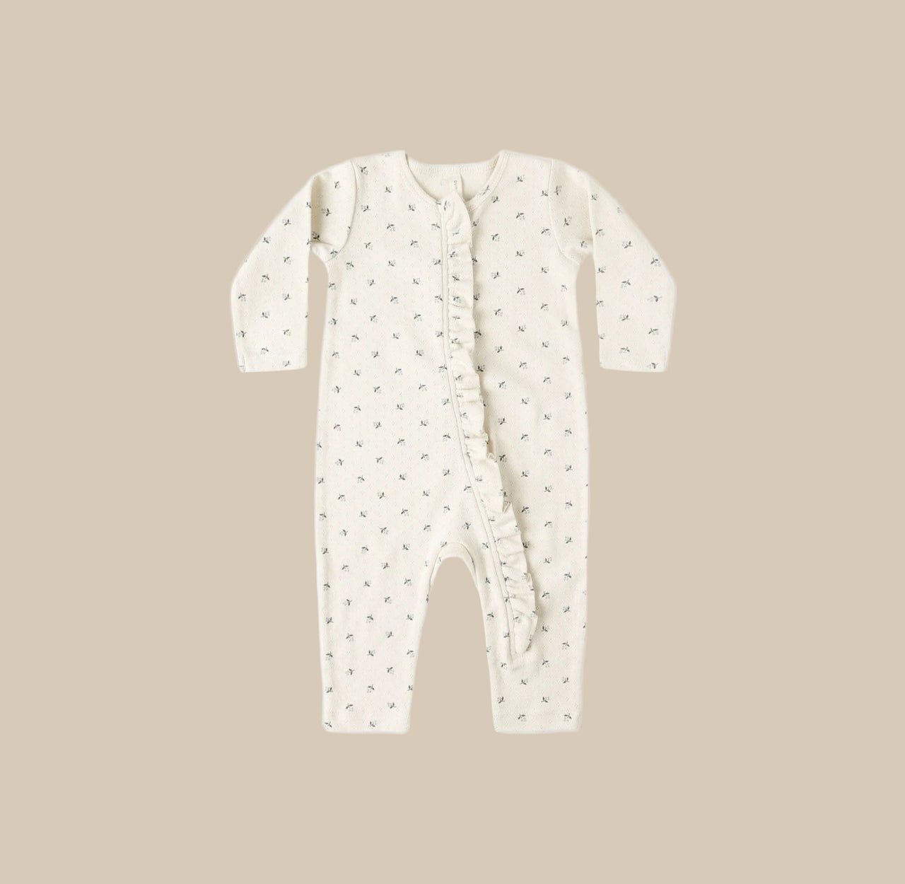 Quincy Mae Ruffle Jumpsuit in Blue Ditsy | HONEYPIEKIDS
