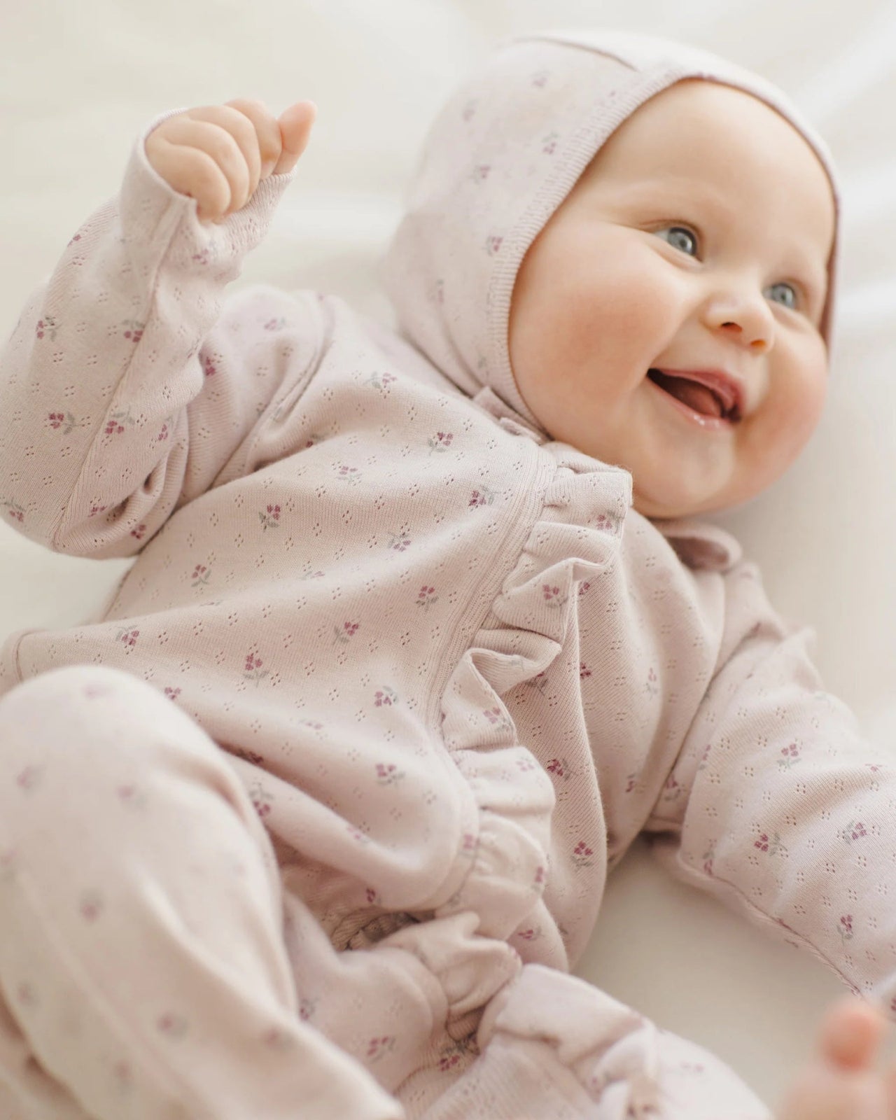Quincy Mae Ruffle Jumpsuit | Lilac Ditsy | HONEYPIEKIDS
