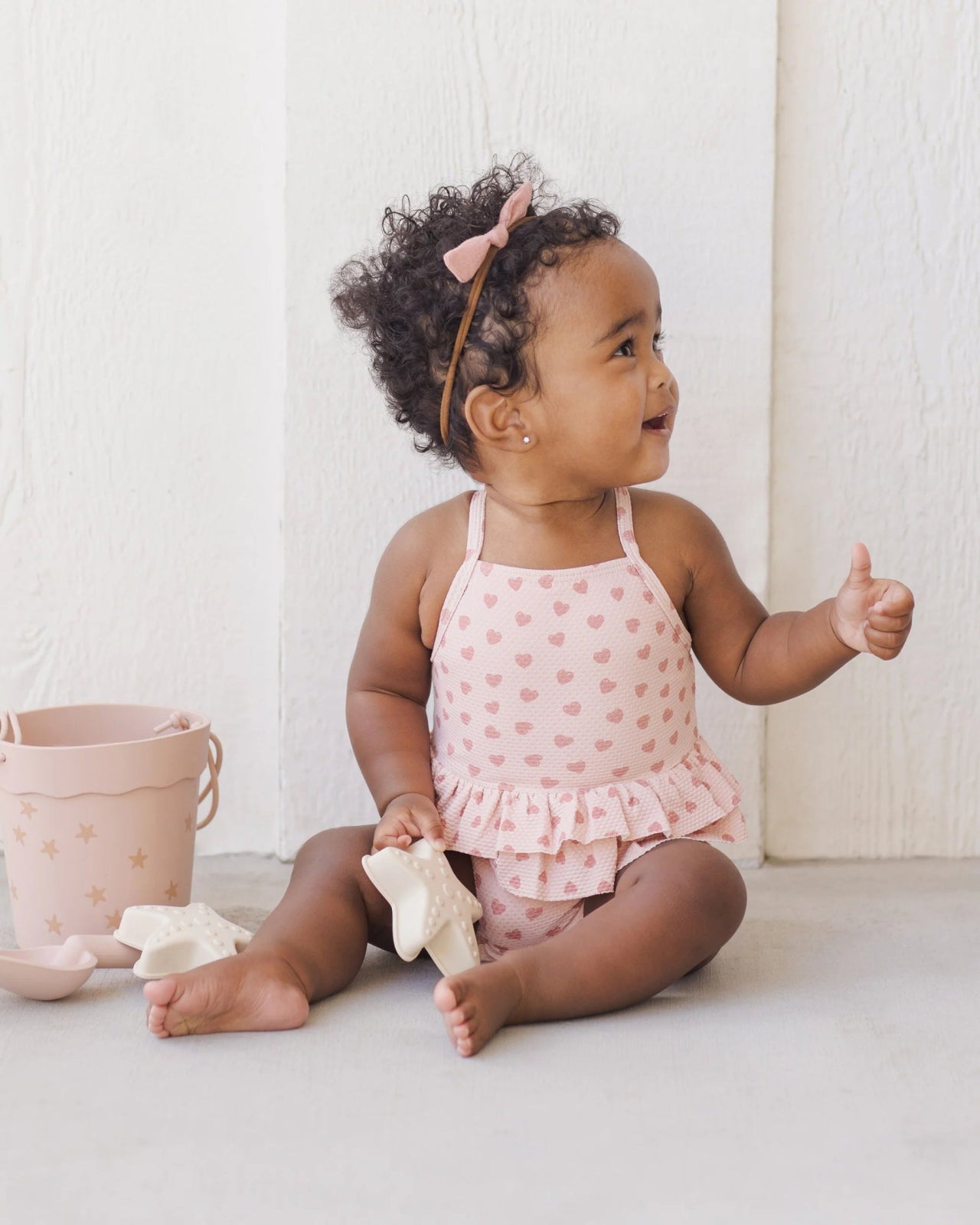 Quincy Mae Ruffled One Piece Baby Swimsuit - HEARTS | HONEYPIEKIDS 