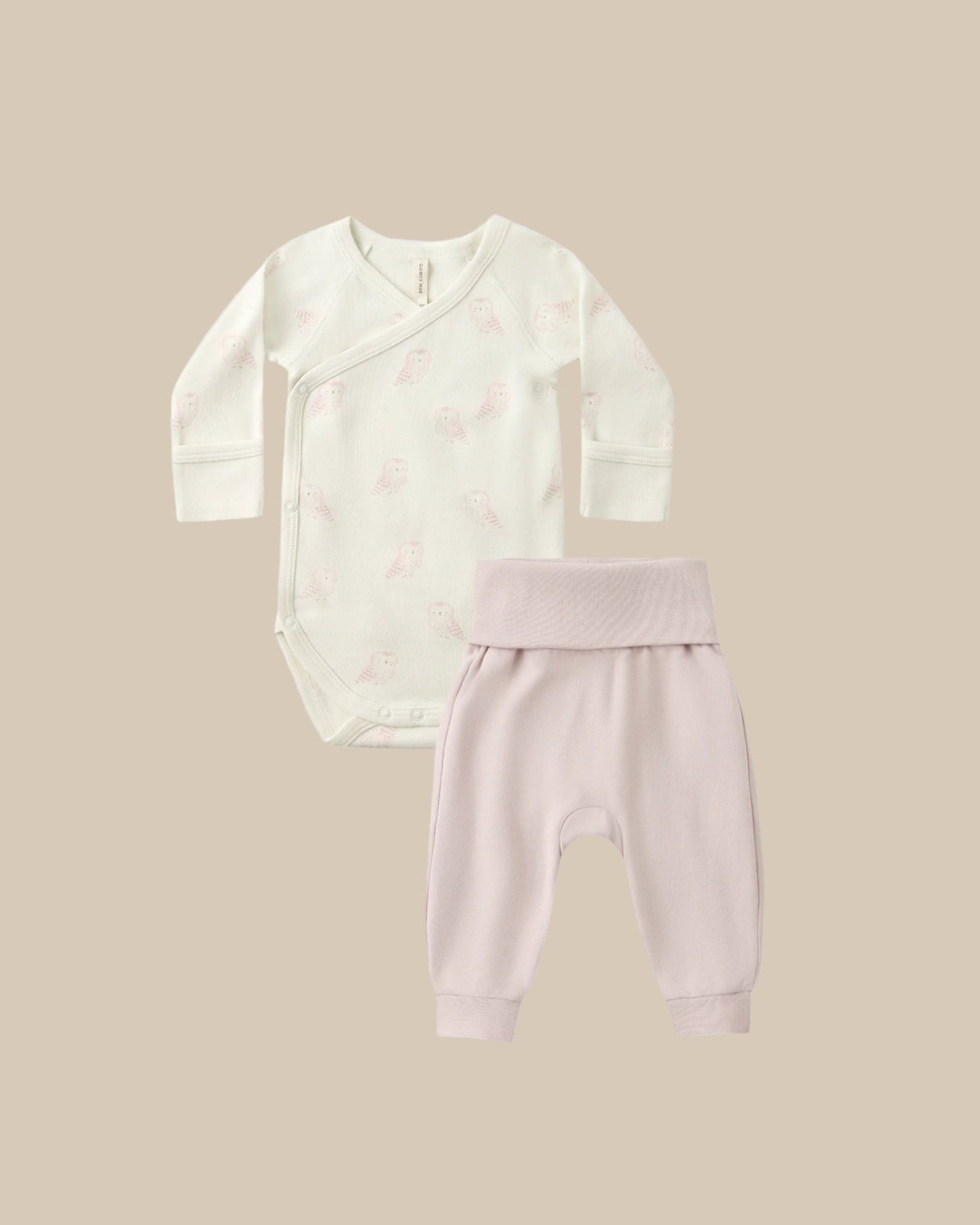 Quincy Mae Side Snap Bodysuit + Pant Set - Snow Owls | HONEYPIEKIDS