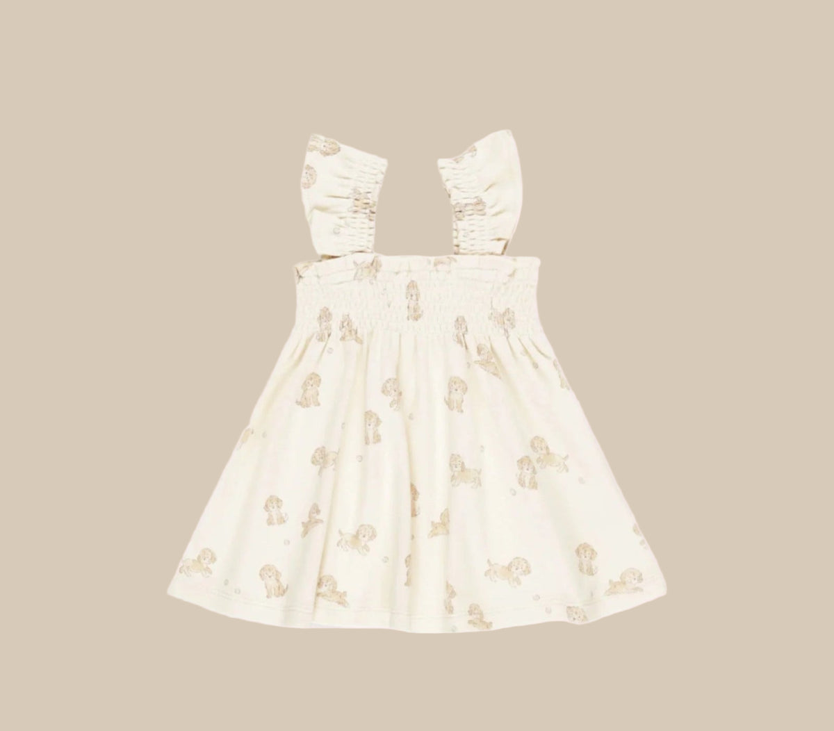 Quincy Mae Smocked Jersey Dress - PUPPIES | HONEYPIEKIDS