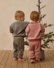 Quincy Mae Velour Relaxed Sweatshirt and Sweatpants Set - Forest | HONEYPIEKIDS