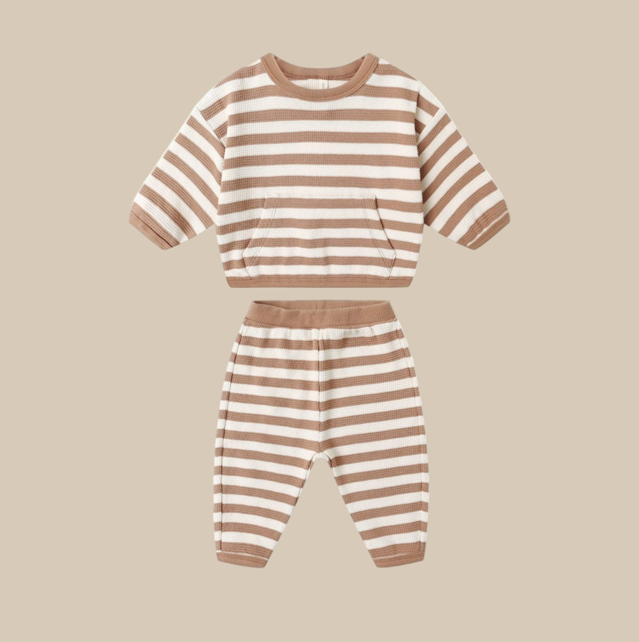 Quincy Mae Waffle Slouch Set - Harvest Stripe | HONEYPIEKIDS
