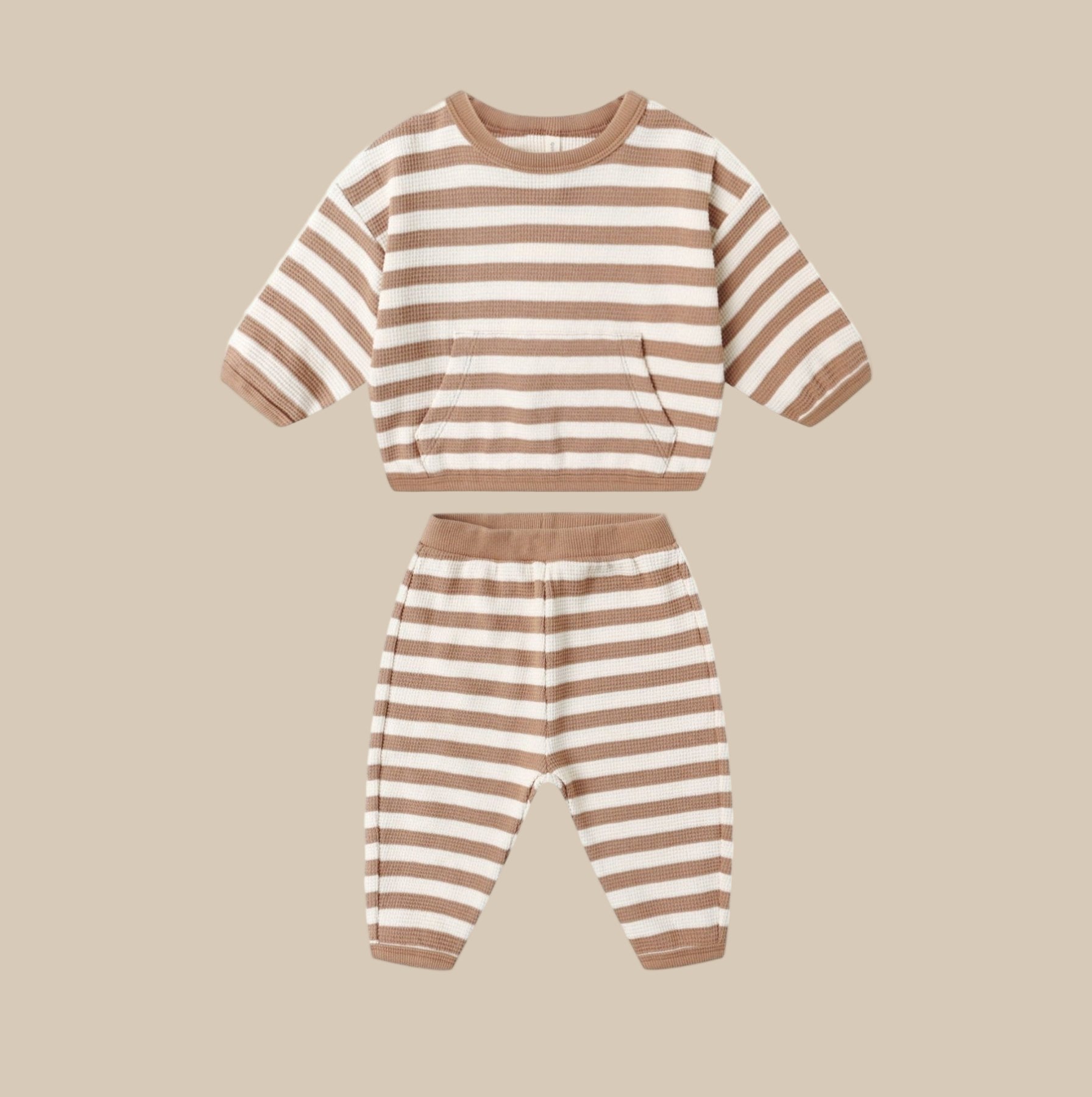Quincy Mae Waffle Slouch Set - Harvest Stripe | HONEYPIEKIDS