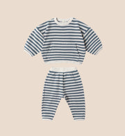Quincy Mae Waffle Slouch Set | Ocean Stripe | HONEYPIEKIDS