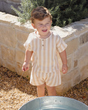Quincy Mae Woven Boxy Top + Short Set - Summer Stripe | HONEYPIEKIDS 