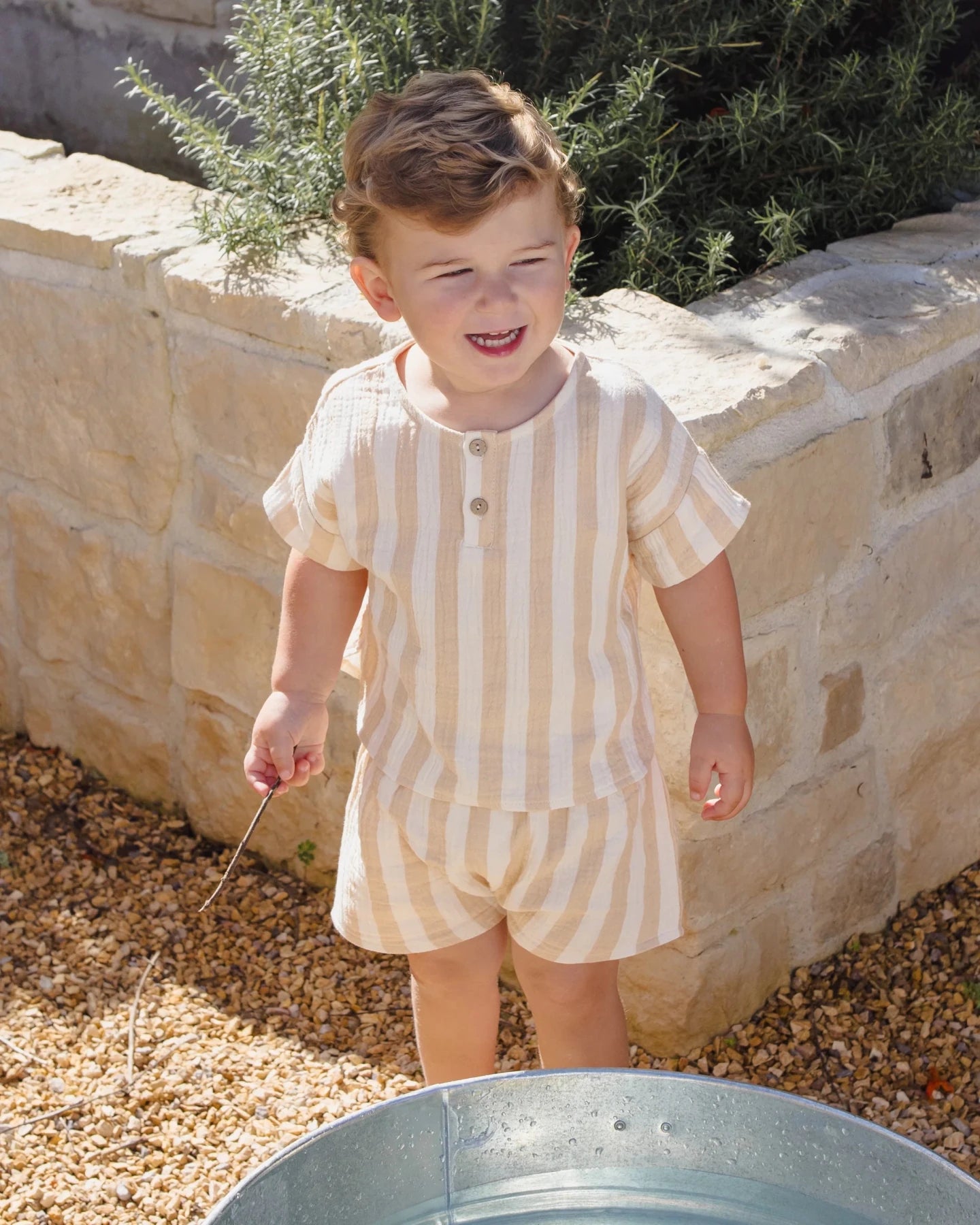 Quincy Mae Woven Boxy Top + Short Set - Summer Stripe | HONEYPIEKIDS 