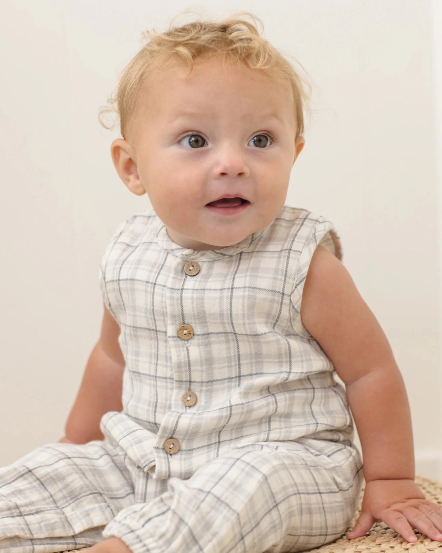 Quincy Mae Woven Jumpsuit - Blue Plaid | HONEYPIEKIDS 