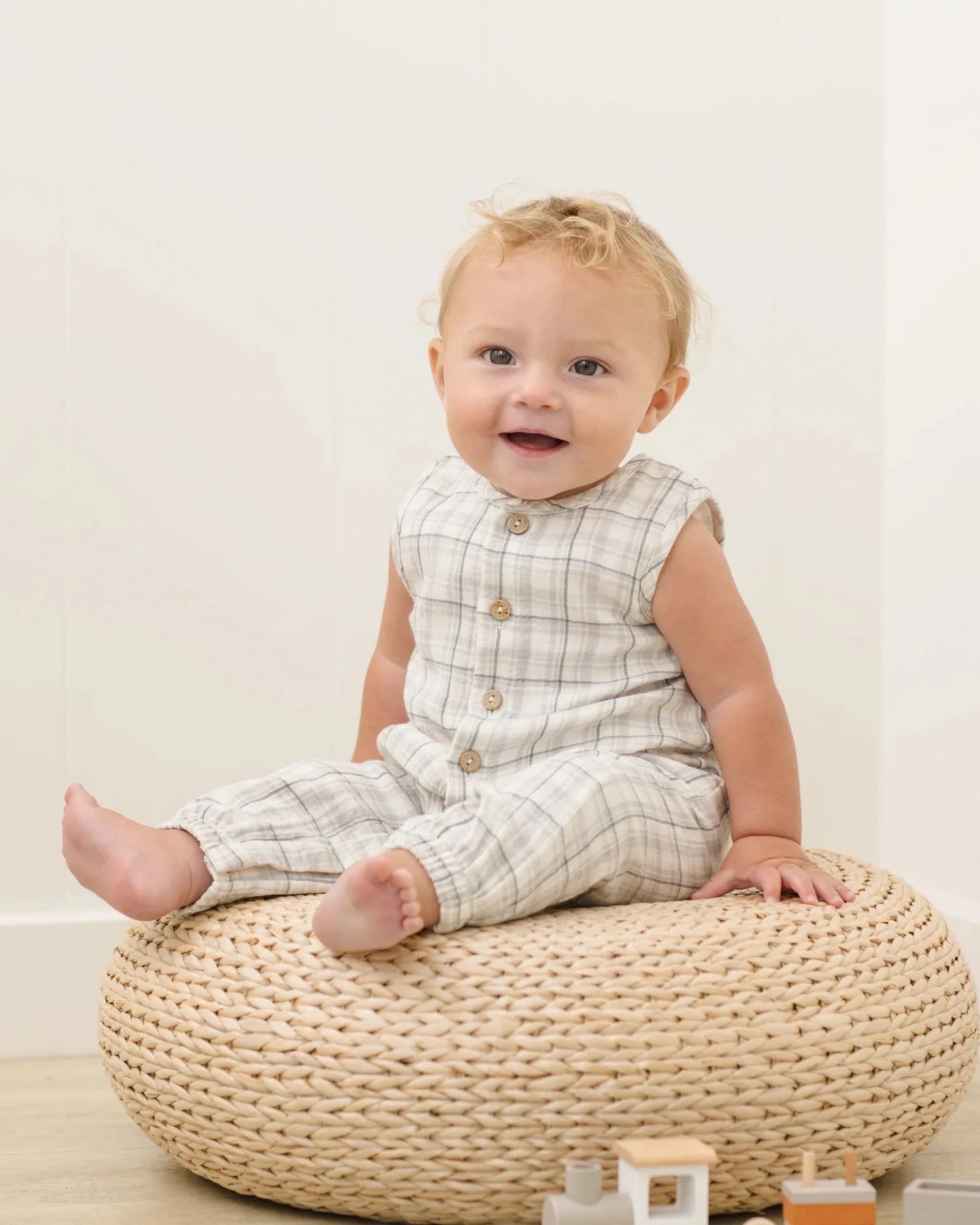 Quincy Mae Woven Jumpsuit - Blue Plaid | HONEYPIEKIDS 