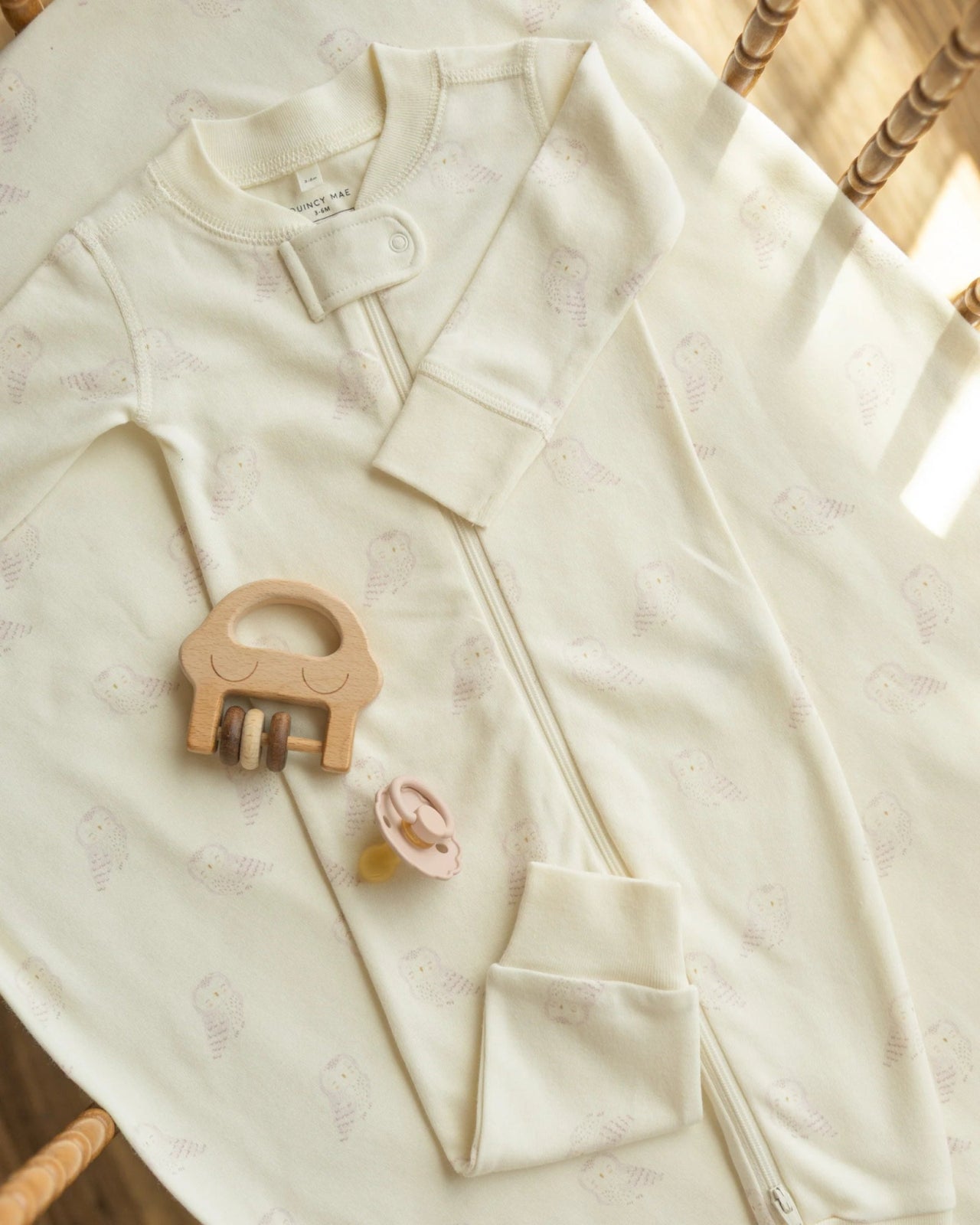 Quincy Mae Zip Long Sleeve Sleeper | Snow Owls | HONEYPIEKIDS
