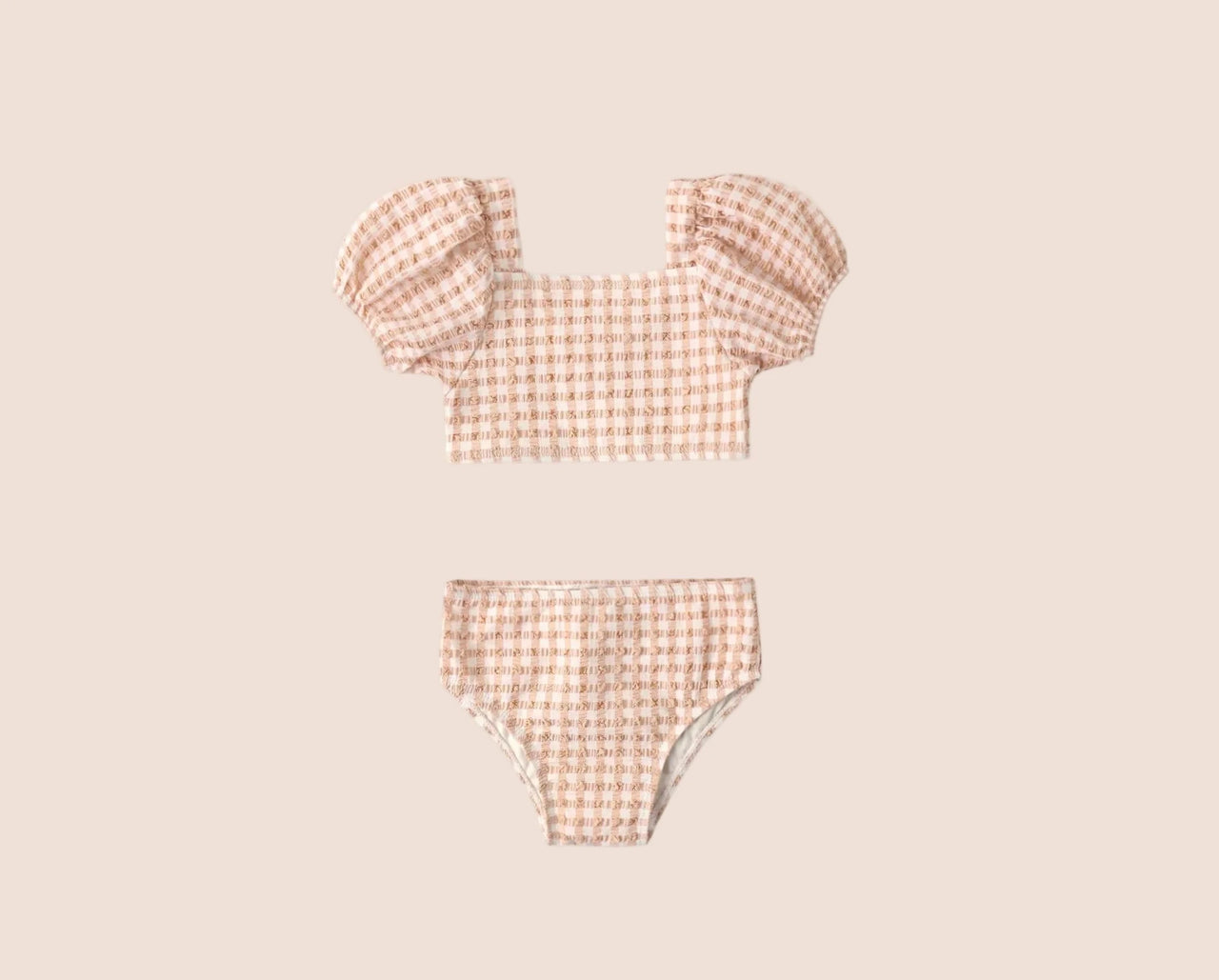 Quincy Mae Zippy Two-Piece Swimsuit - Melon Check | HONEYPIEKIDS