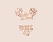 Quincy Mae Zippy Two-Piece Swimsuit - Melon Check | HONEYPIEKIDS