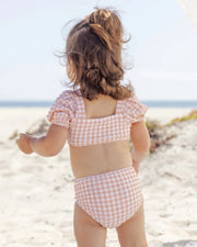 Quincy Mae Zippy Two-Piece Swimsuit - Melon Check | HONEYPIEKIDS
