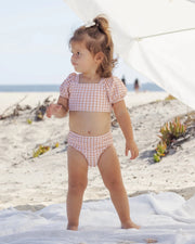 Quincy Mae Zippy Two-Piece Swimsuit - Melon Check | HONEYPIEKIDS