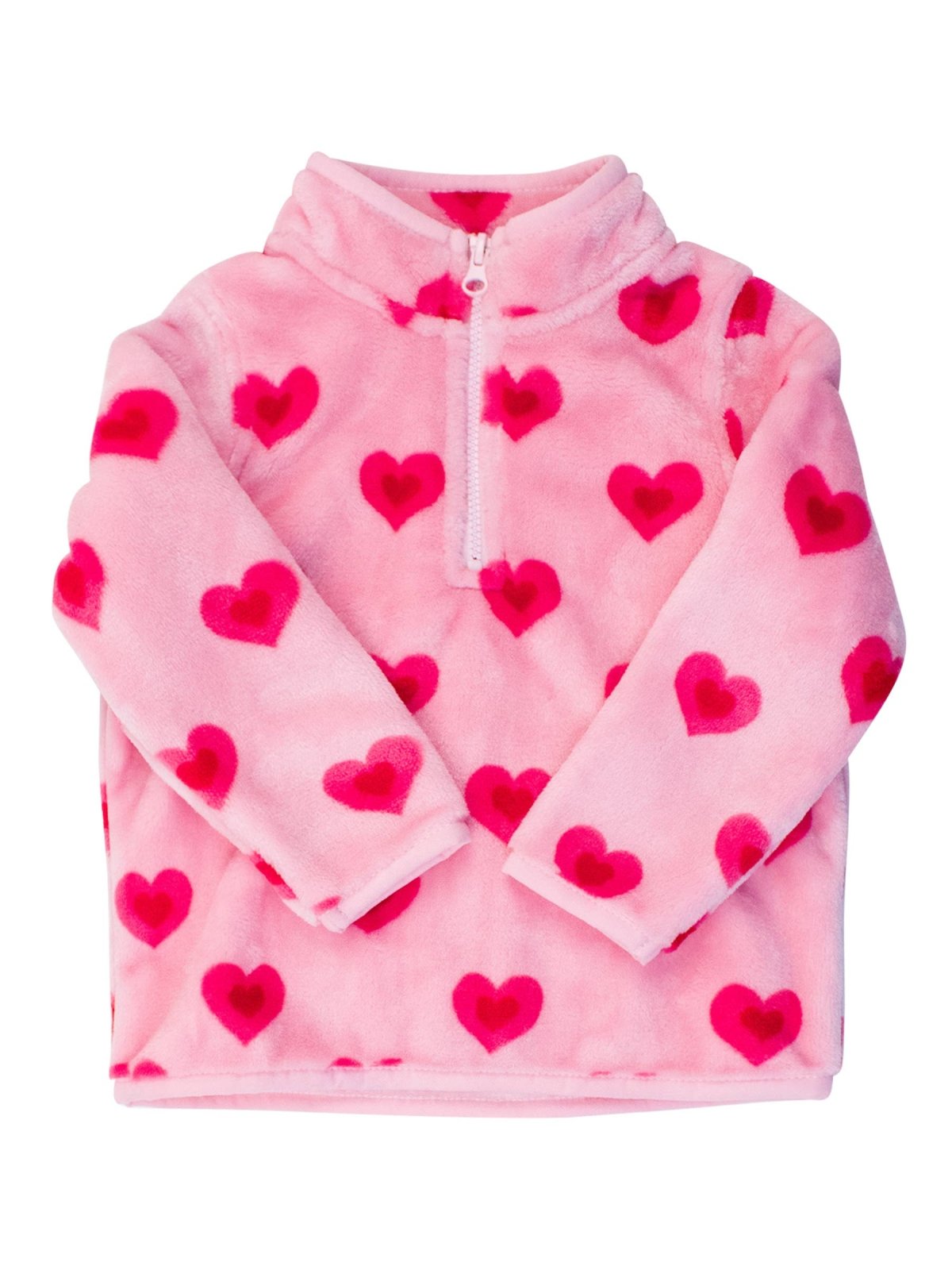 I Heart You More Quarter Zip Girls Fleece Sweater | HONEYPIEKIDS