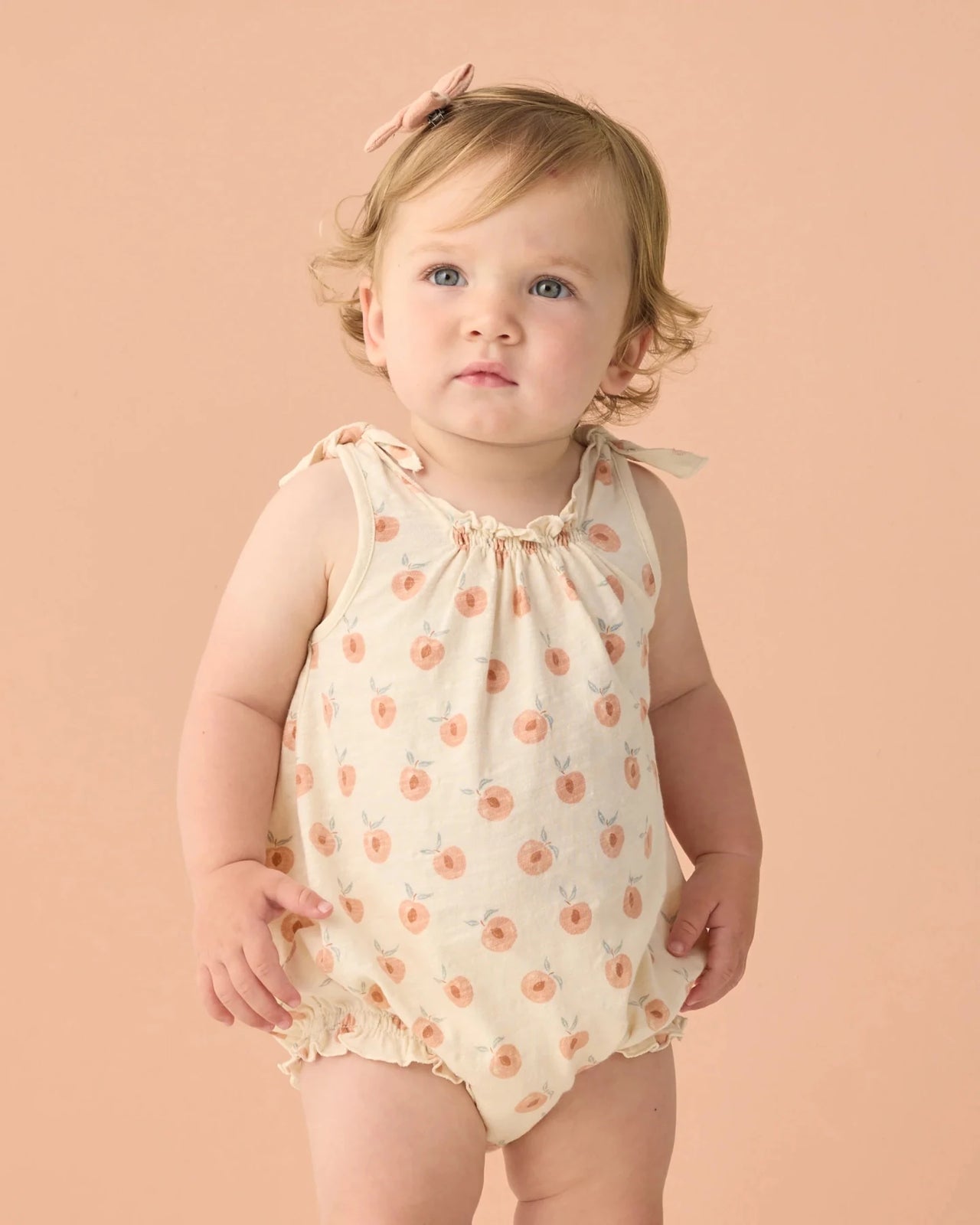 Rylee + Cru Baby Girls Shoulder Tie Bubble - Peaches | HONEYPIEKIDS 