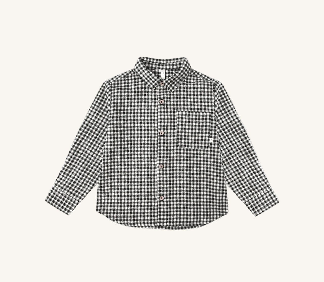 Rylee + Cru Boys Collared Long Sleeve Shirt - Black Gingham | HONEYPIEKIDS 