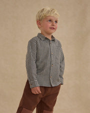 Rylee + Cru Boys Collared Long Sleeve Shirt - Black Gingham | HONEYPIEKIDS 